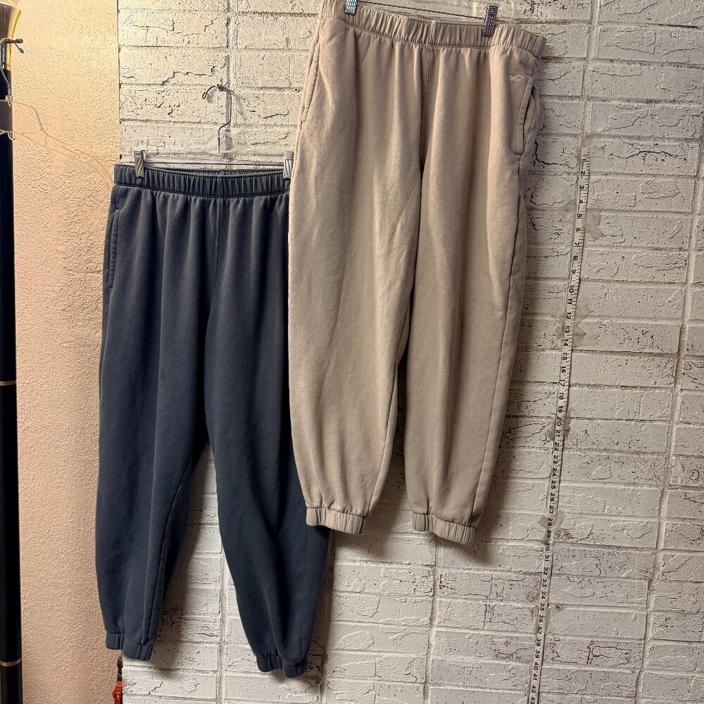 Women's Elastic Waist Jogger Pants - Taupe & Charcoal